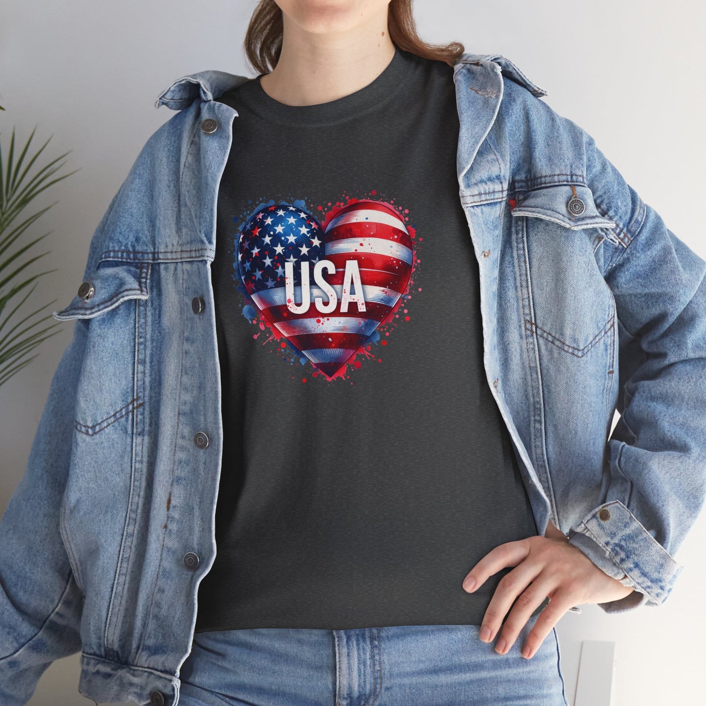 Princess Grace Patriotic Heart Unisex Cotton Tee USA Freedom Shirt