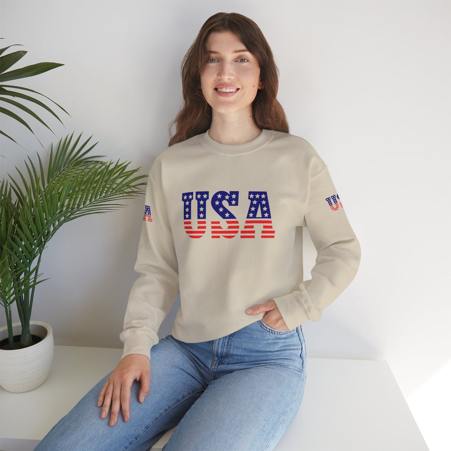 Princess Grace Patriotic USA Unisex Crewneck Sweatshirt Perfect for Independence Day Casual Wear