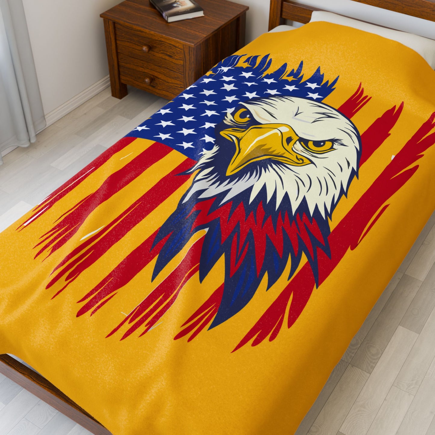 Princess Grace  Patriotic Eagle Velveteen Plush Blanket  Cozy USA Flag Throw for Independence Day