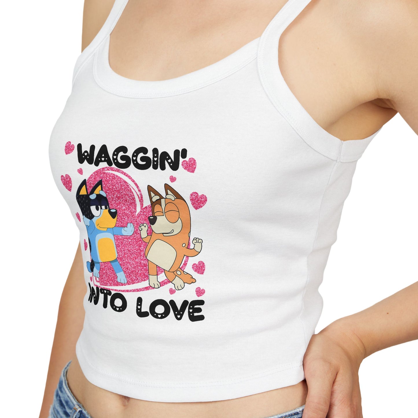 Princess Grace Bluey Waggin Into Love Women's Spaghetti Strap Tank Top Cute Pet Lover Apparel