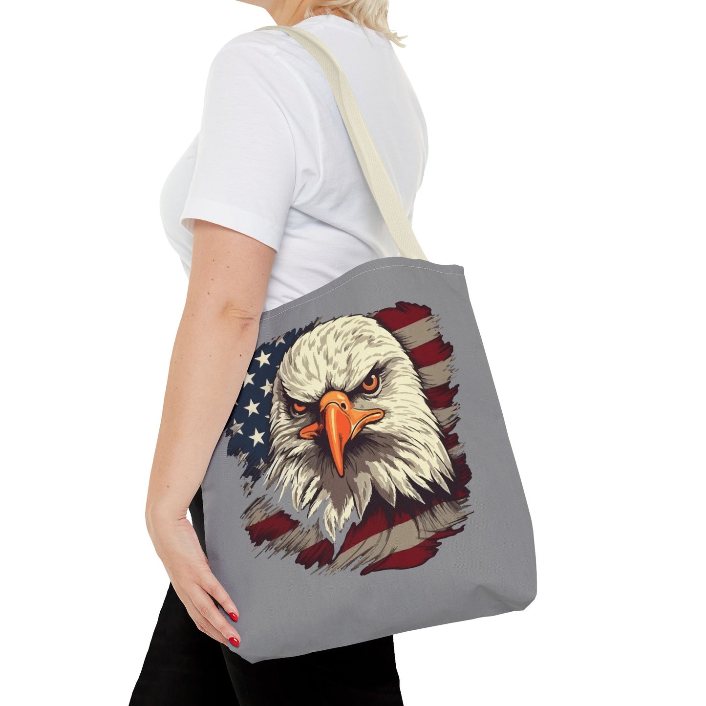 Princess Grace Patriotic Eagle Tote Bag USA Flag Design Eco Friendly Shopping Bag