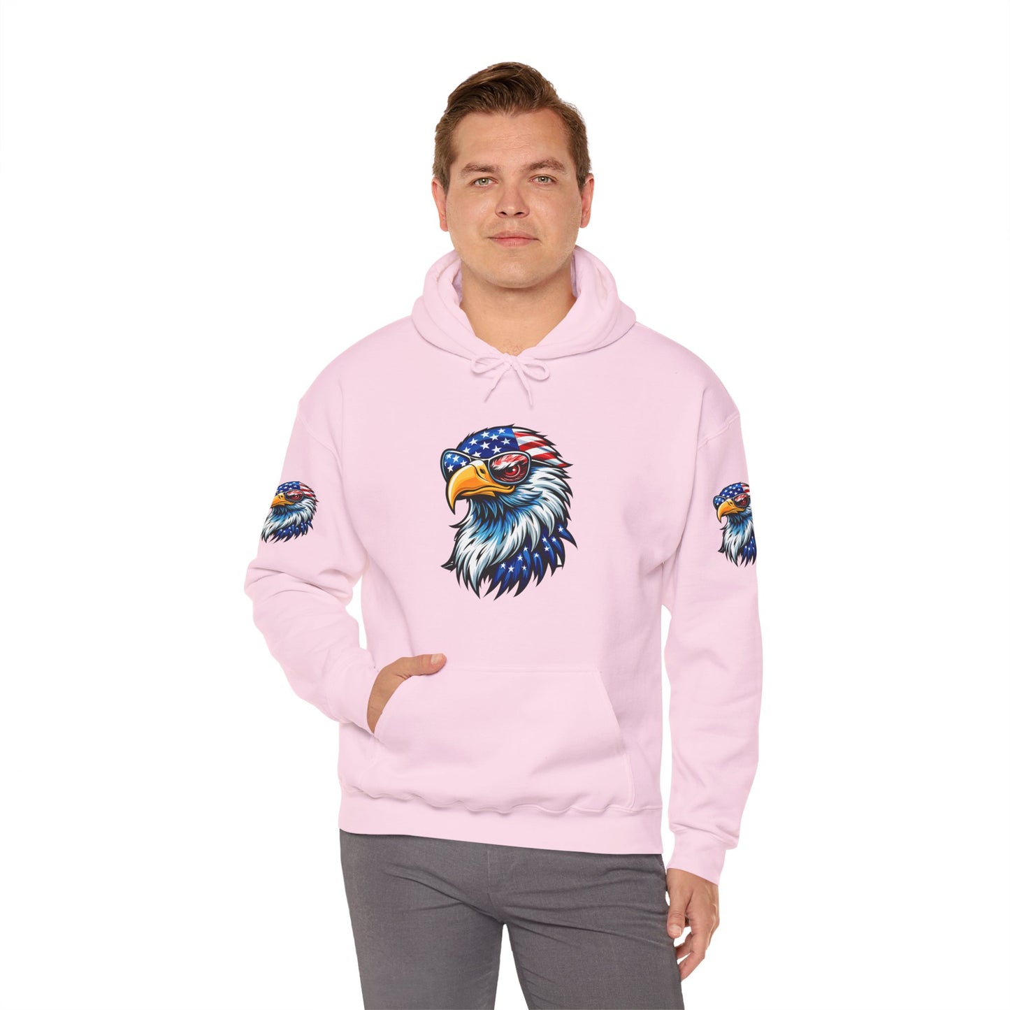 Princess Grace Patriotic Eagle Hoodie Unisex Heavy Blend Sweatshirt with USA Flag Design