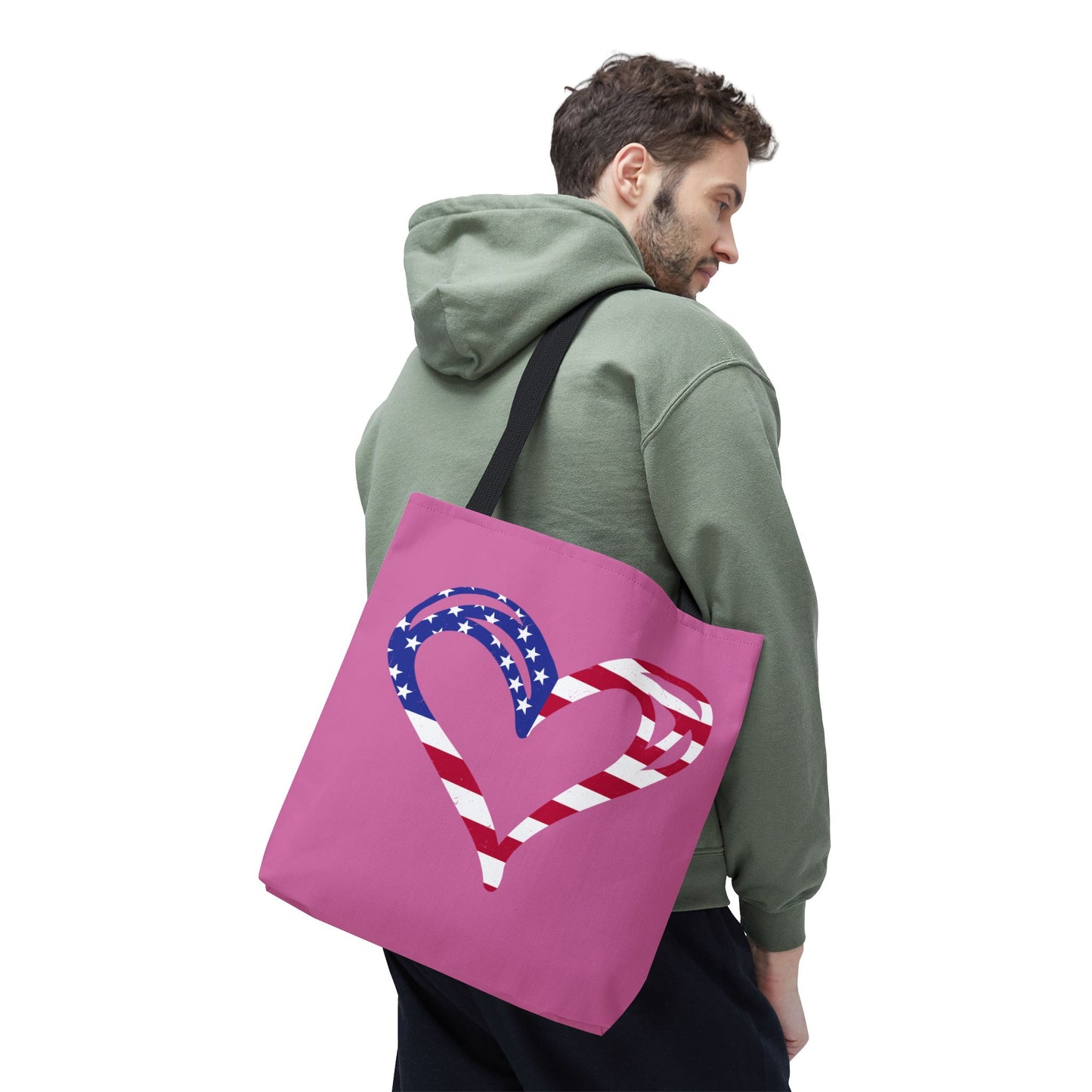 Princess Grace Patriotic Heart Tote Bag USA Flag Design