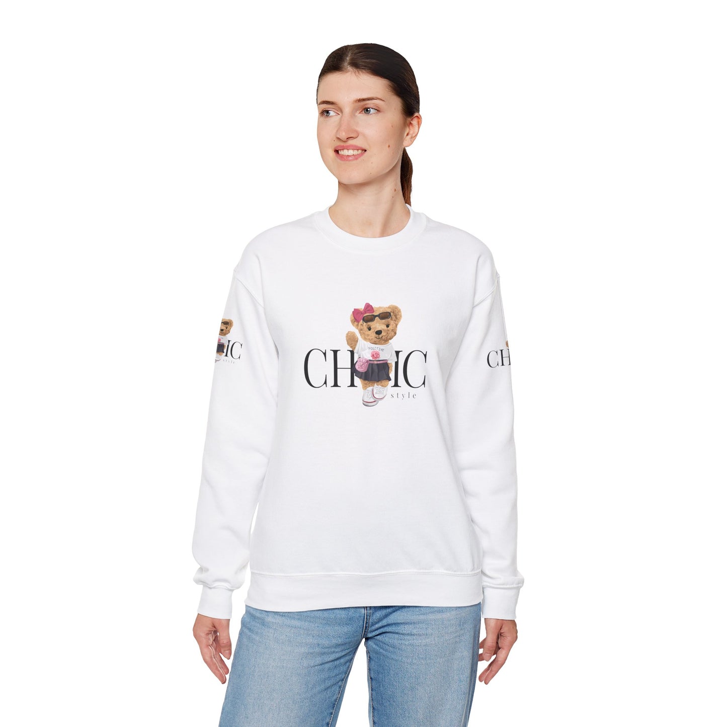 Princess Grace Chic Teddy Bear Sweatshirt Unisex Heavy Blend Crewneck