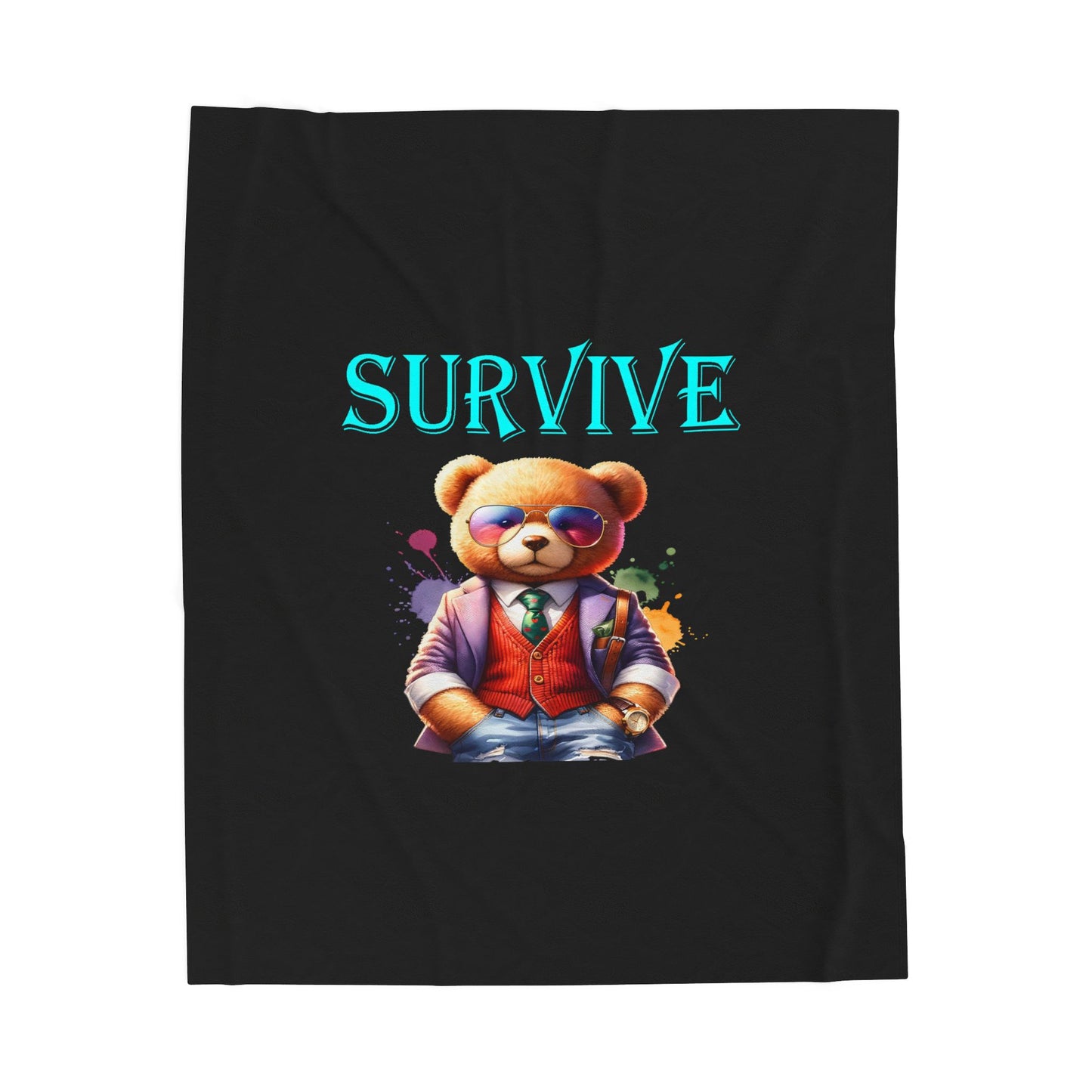Princess Grace Survive Bear Plush Blanket Cozy Velveteen Throw for Comfort & Style