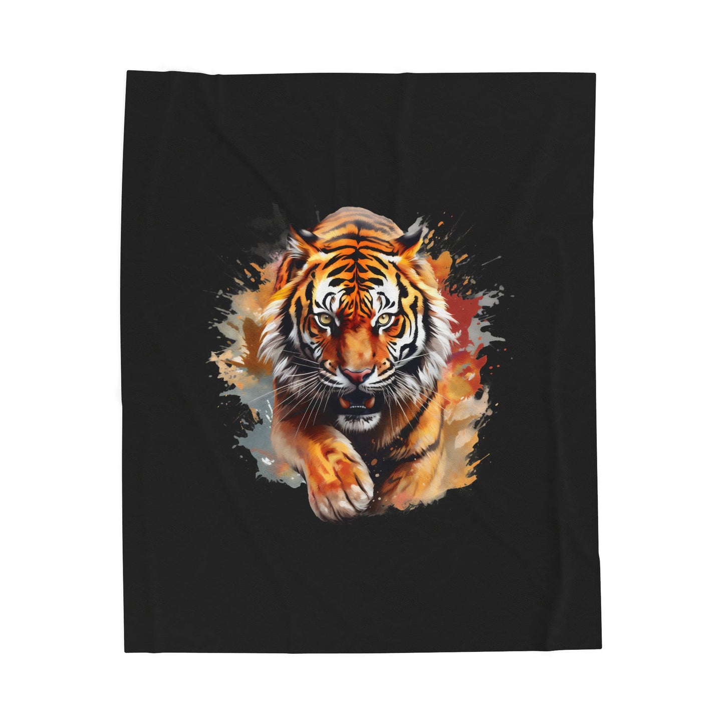 Princess Grace Fierce Tiger Velveteen Plush Blanket Cozy Wildlife Décor