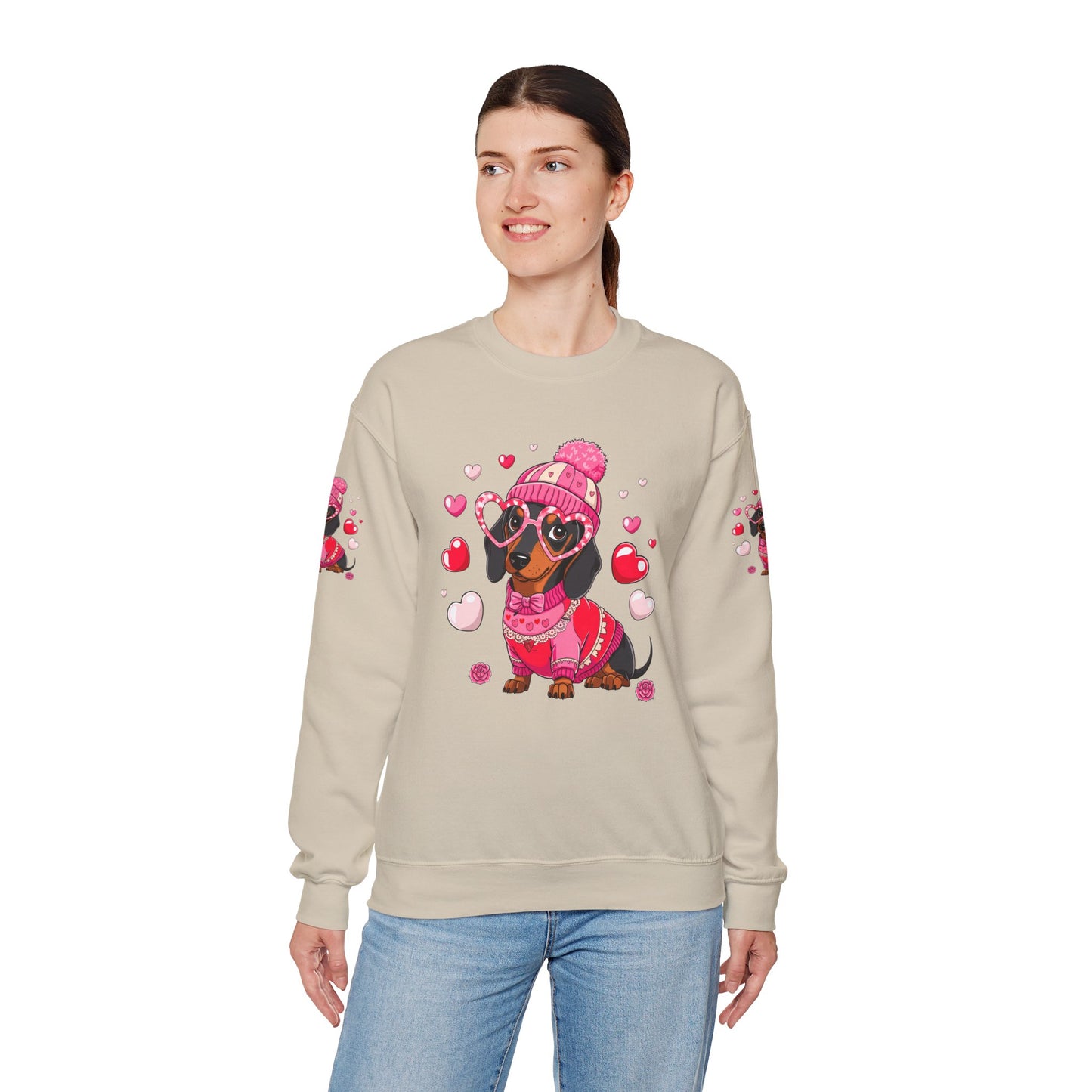 Princess Grace Cute Dachshund Love Sweatshirt Cozy Unisex Crewneck for Pet Lovers
