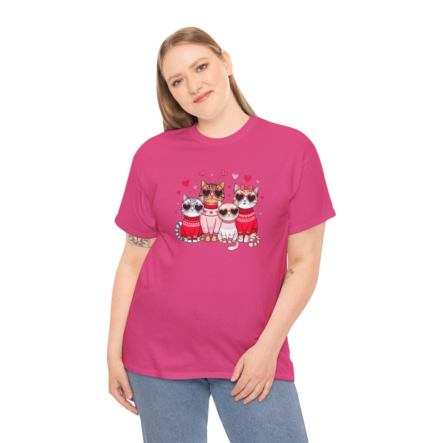 Princess Grace Cute Cat Lovers Unisex Heavy Cotton Tee Adorable Cats in Sweaters