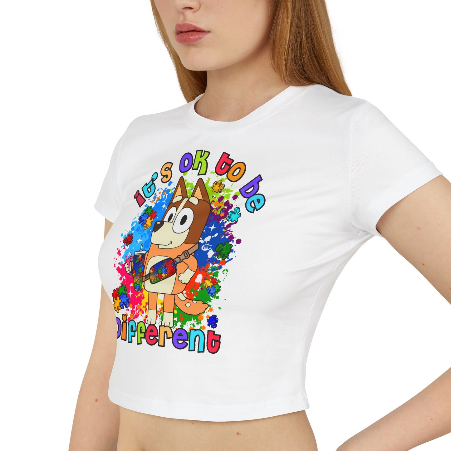 Princess Grace Bluey Colorful Bluey Women's Baby Tee "It's OK to be Different"