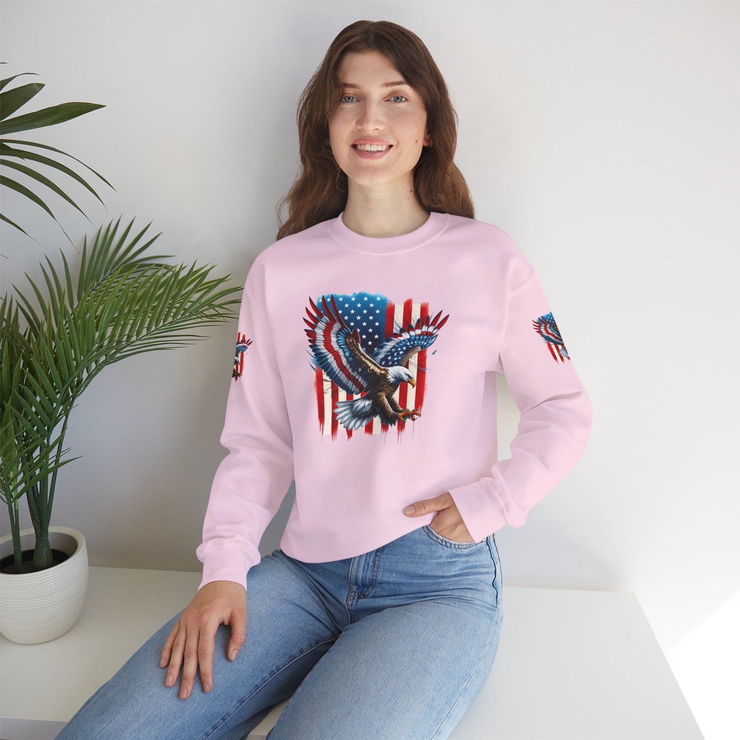 Princess Grace Patriotic Eagle Crewneck Sweatshirt Unisex Heavy Blend