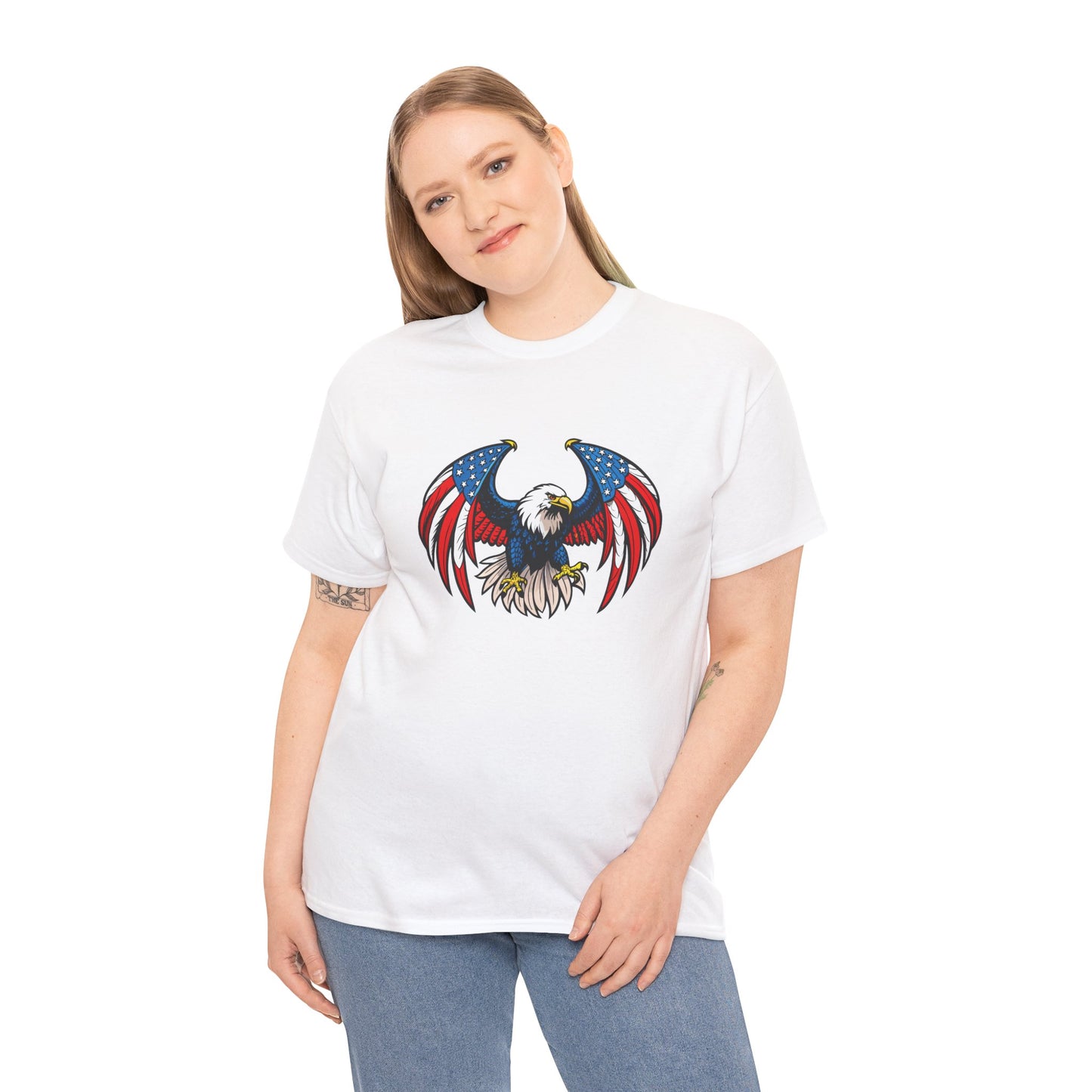 Princess Grace Patriotic Eagle Unisex Heavy Cotton Tee 4th of July Graphic T-Shirt
