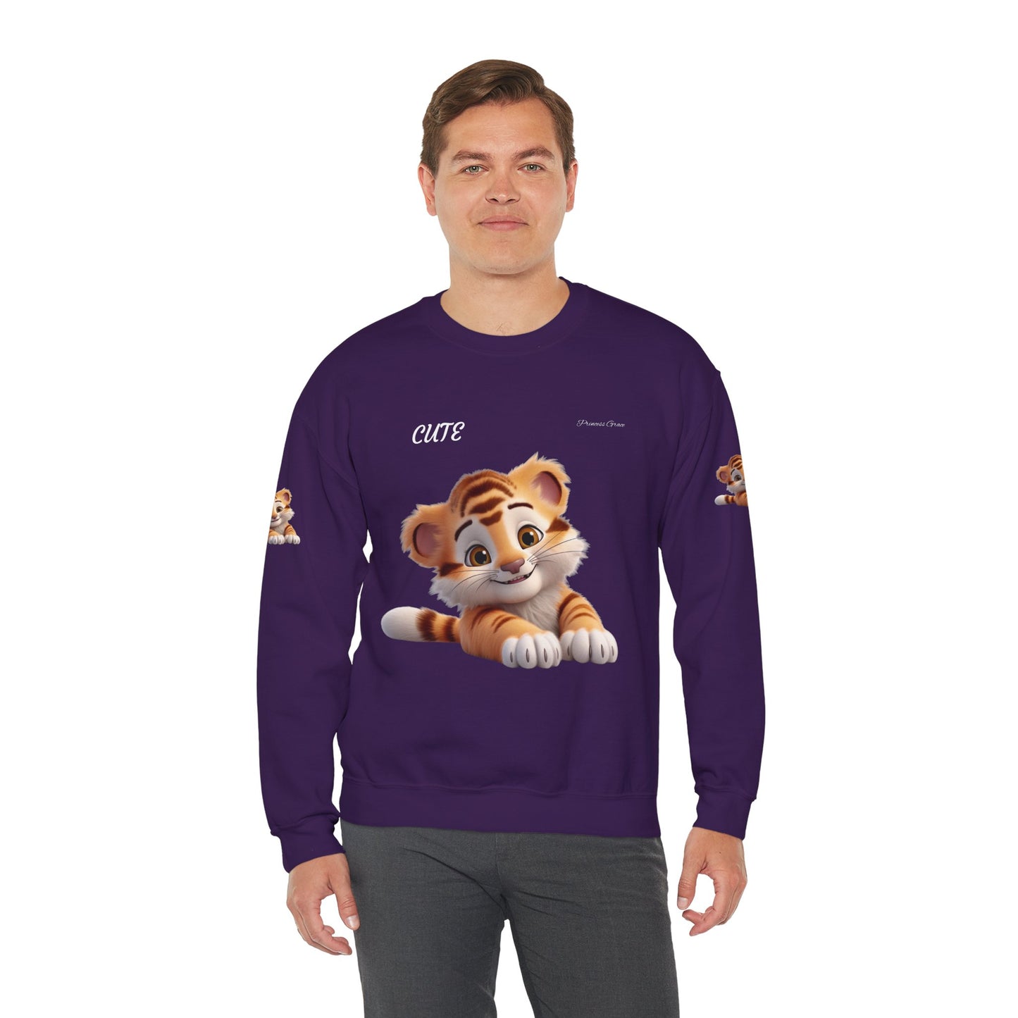 Princess Grace Cute Tiger Unisex Heavy Blen Crewneck Sweatshirt