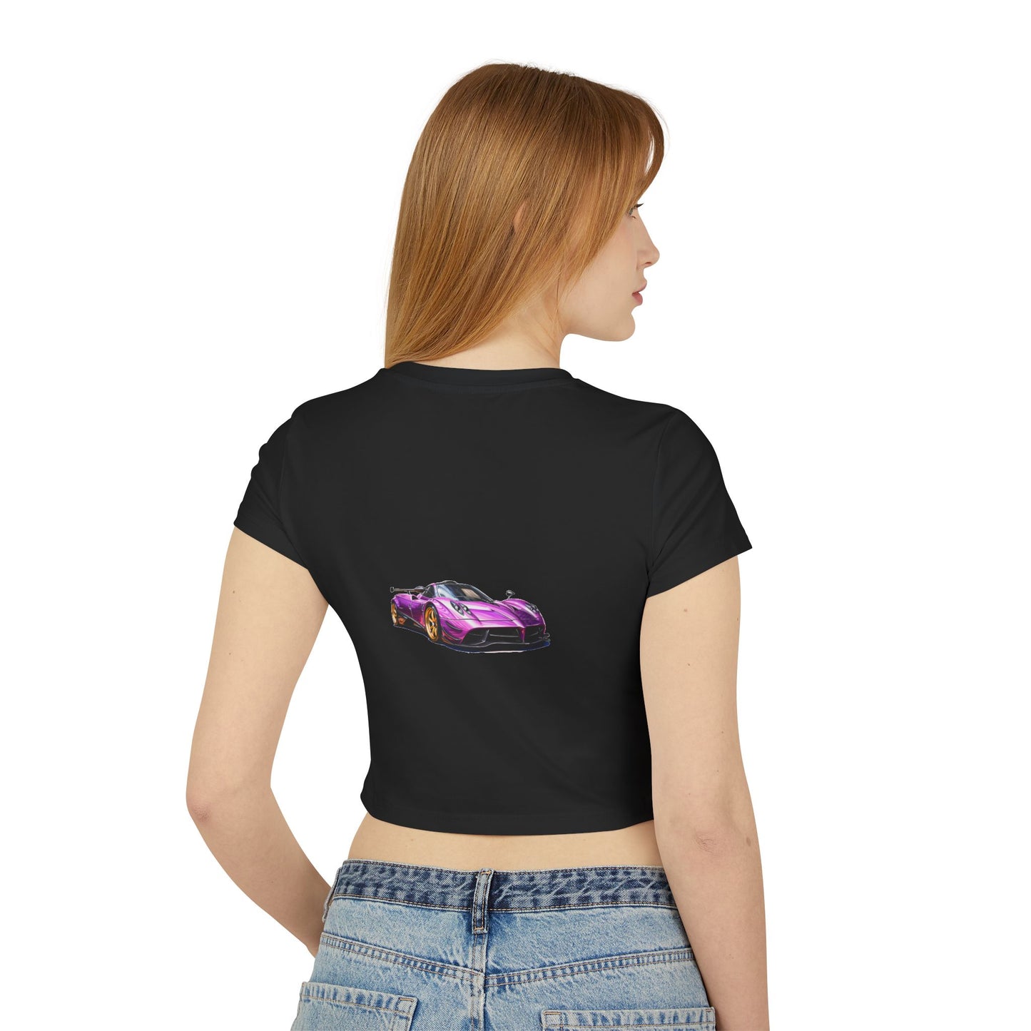 Princess Grace Women's Hot Wheels Baby Tee Cute Pink Race Car Graphic T-Shirt