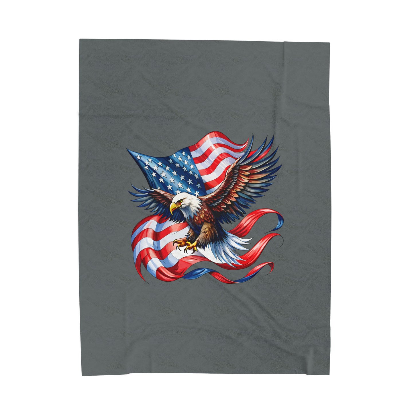 Princess Grace Patriotic Eagle Velveteen Plush Blanket Cozy Americana Decor