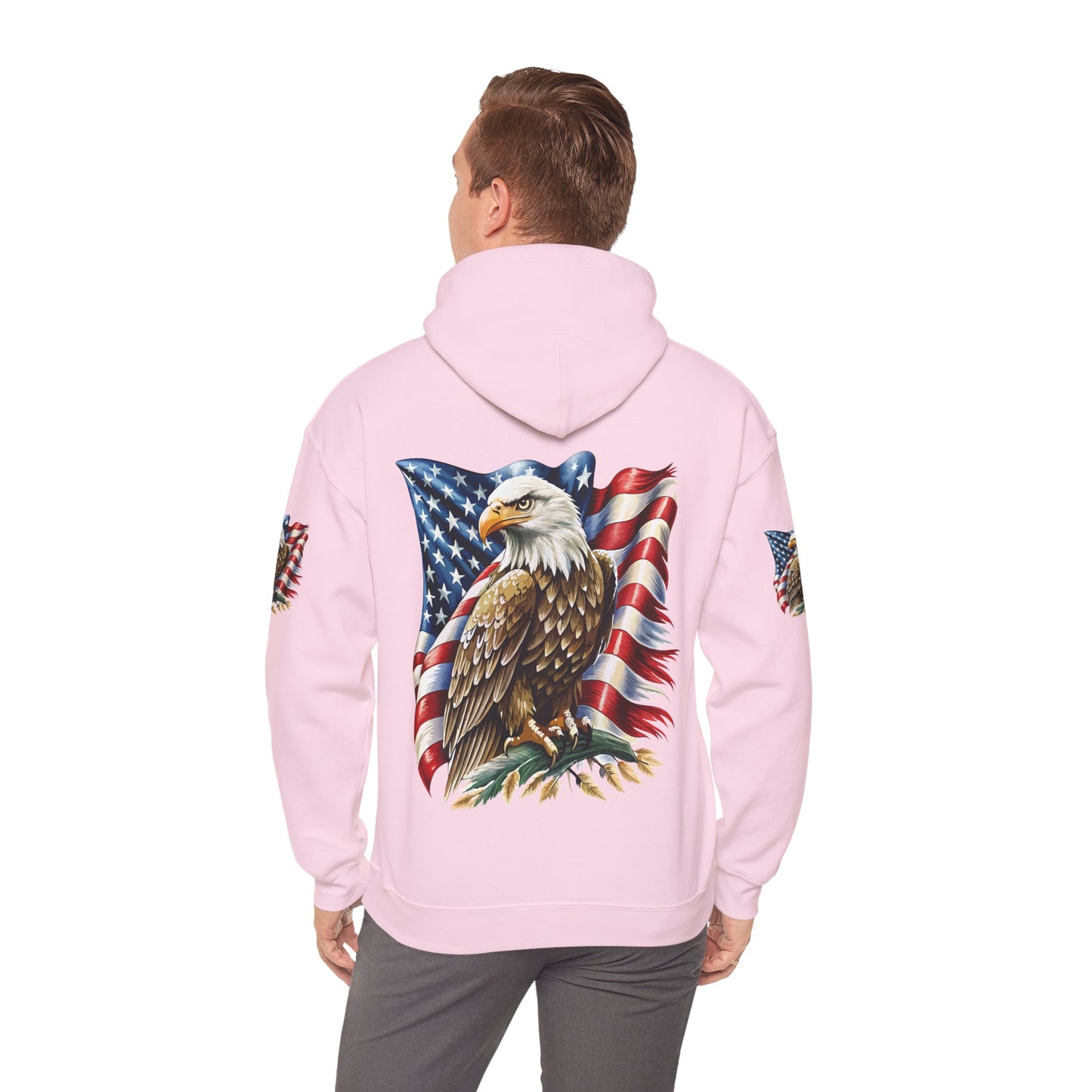 Princess Grace Patriotic Eagle Hooded Sweatshirt Unisex Heavy Blend Perfect for Memorial Day & Independence Day