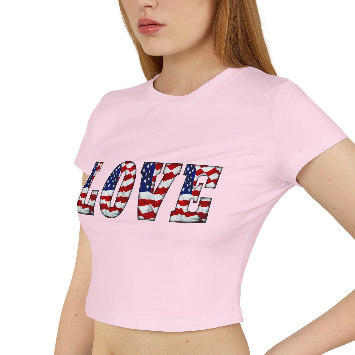 Princess Grace Patriotic Love Women's Baby Tee USA Flag Design