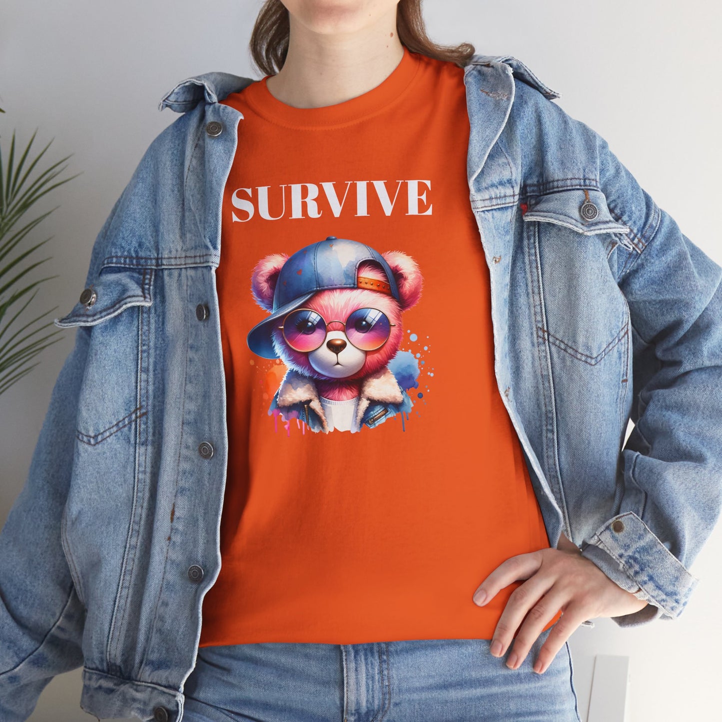 Princess Grace Survive Bear Graphic Unisex Heavy Cotton Tee Trendy and Fun Fashion for All Occasions