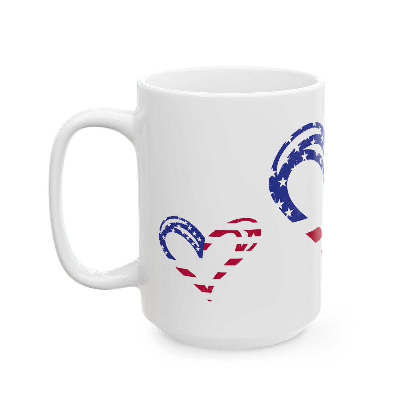Princess Grace Patriotic Heart Ceramic Mug Perfect for Holidays & Everyday Use