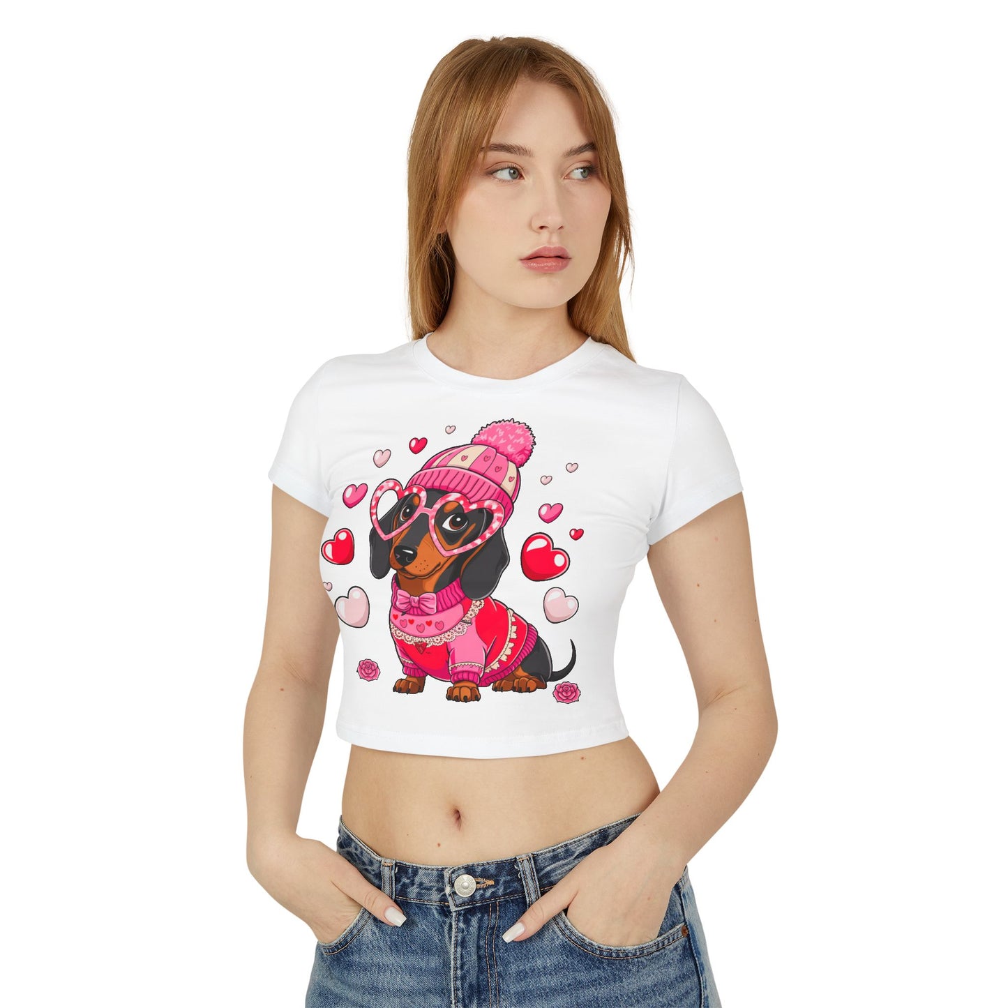 Princess Grace Cute Dachshund Love Graphic Baby Tee for Women