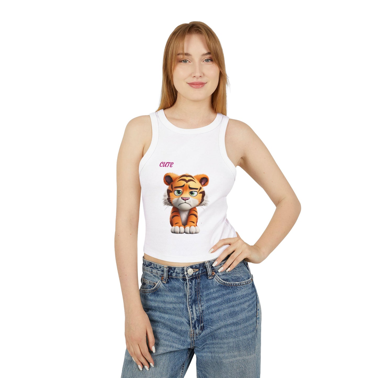 Princess Grace Cute Tiger Women's Micro Rib Racer Tank Top Stylish Summer Wear