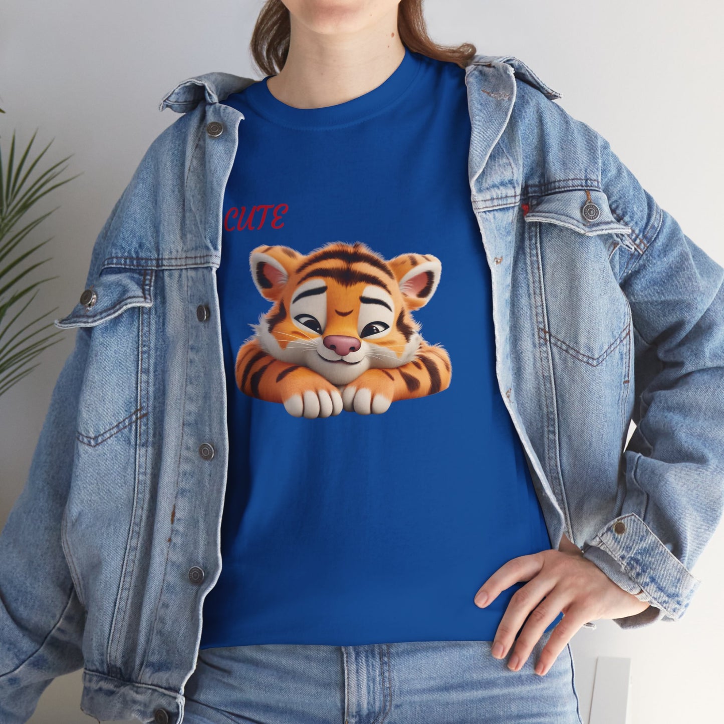 Princess Grace Cute Tiger Graphic Unisex Heavy Cotton Tee Perfect for Animal Lovers and Everyday Comfort
