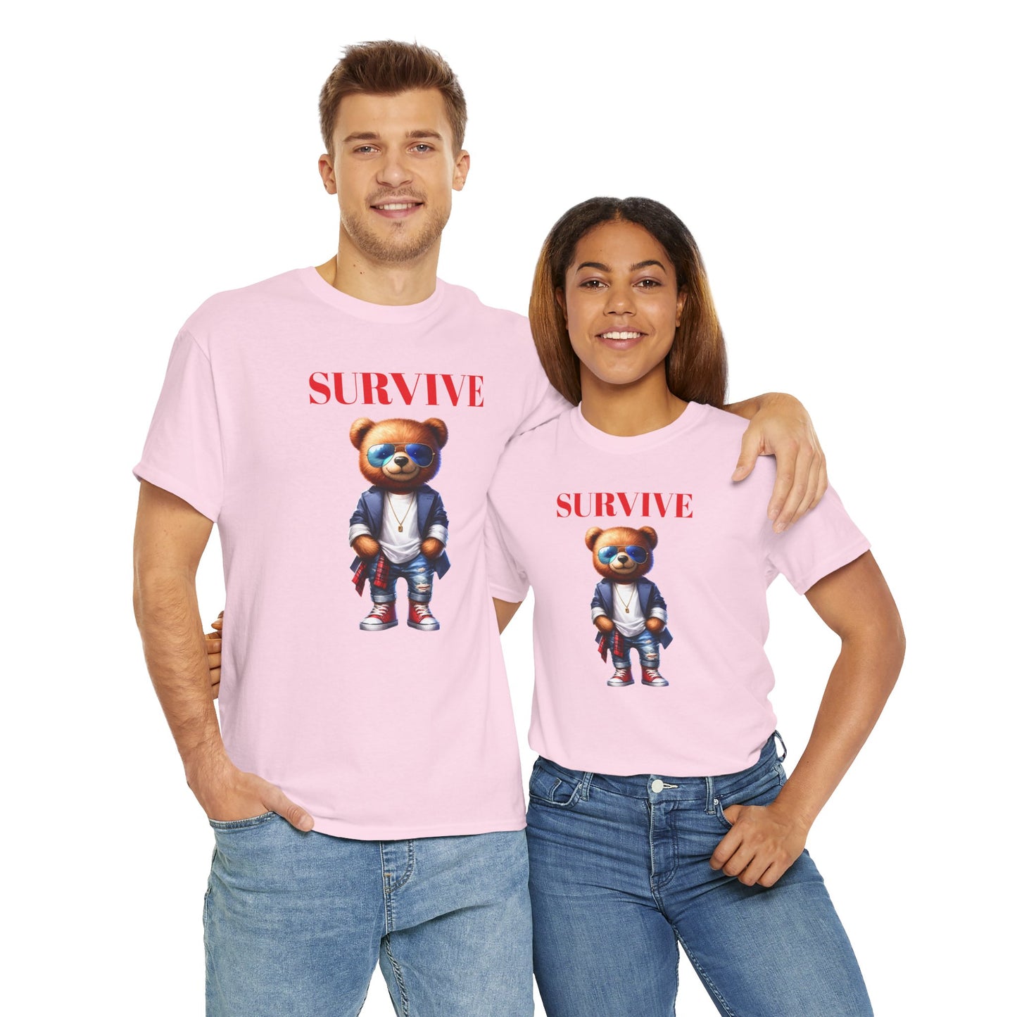 Princess Grace Survive Graphic Unisex Heavy Cotton Tee Trendy Bear Design