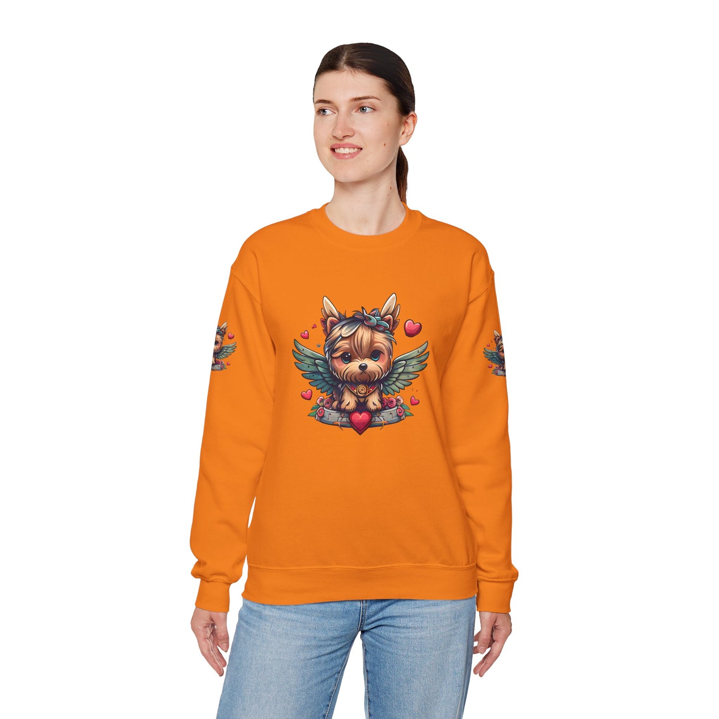 Princess Grace Cute Yorkie Wings Crewneck Sweatshirt Perfect Gift for Dog Lovers