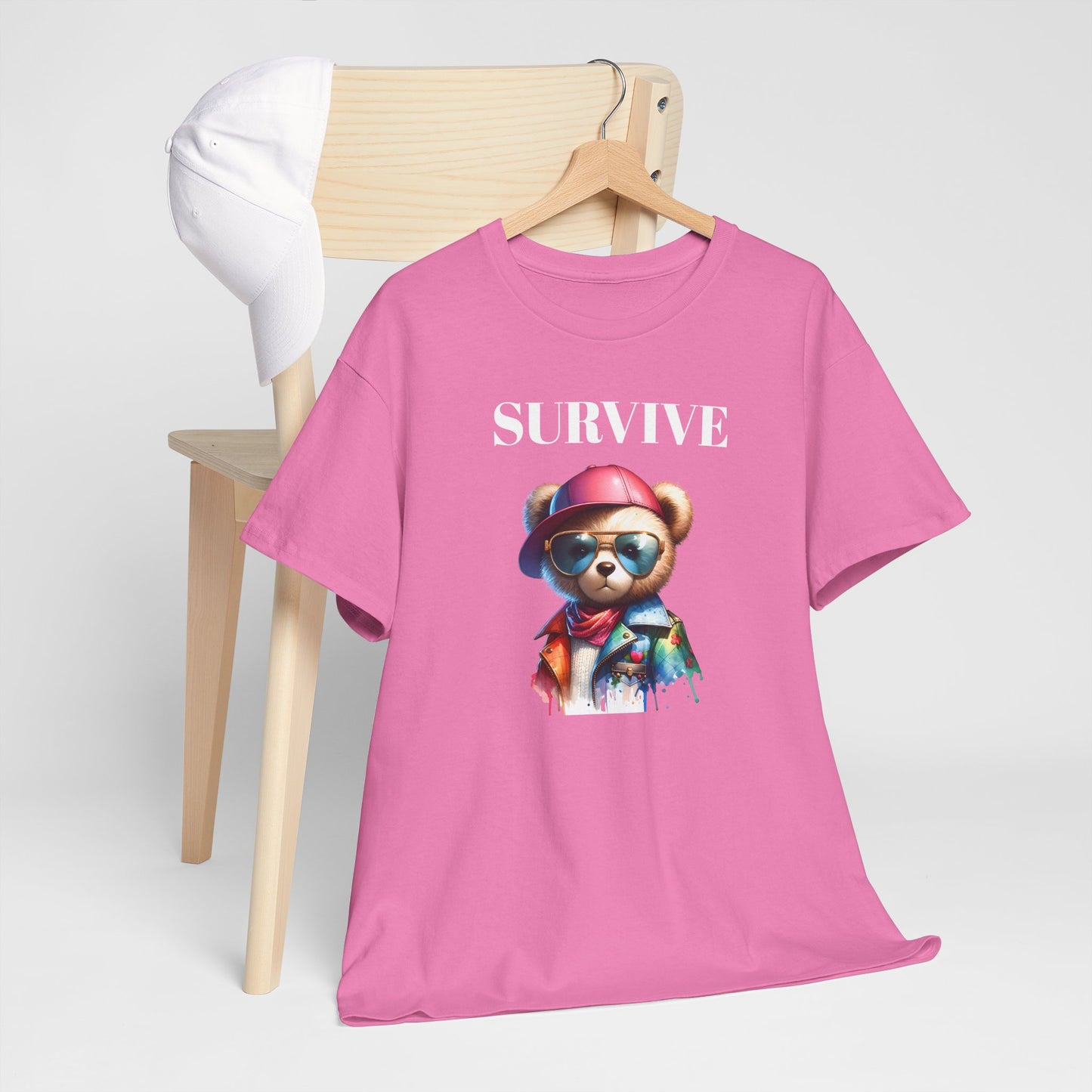 Princess Grace Survive Bear Unisex Heavy Cotton Tee Cool Graphic T-Shirt for Casual Style