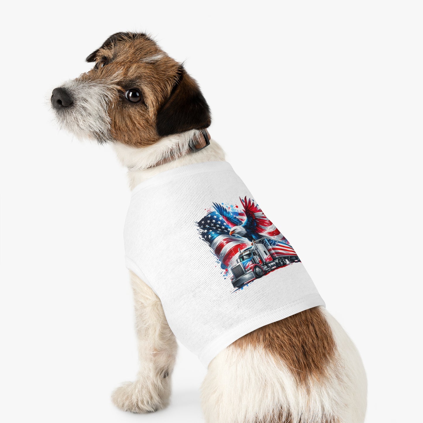 Princess Grace Patriotic Pet Tank Top with Eagle and Truck Design