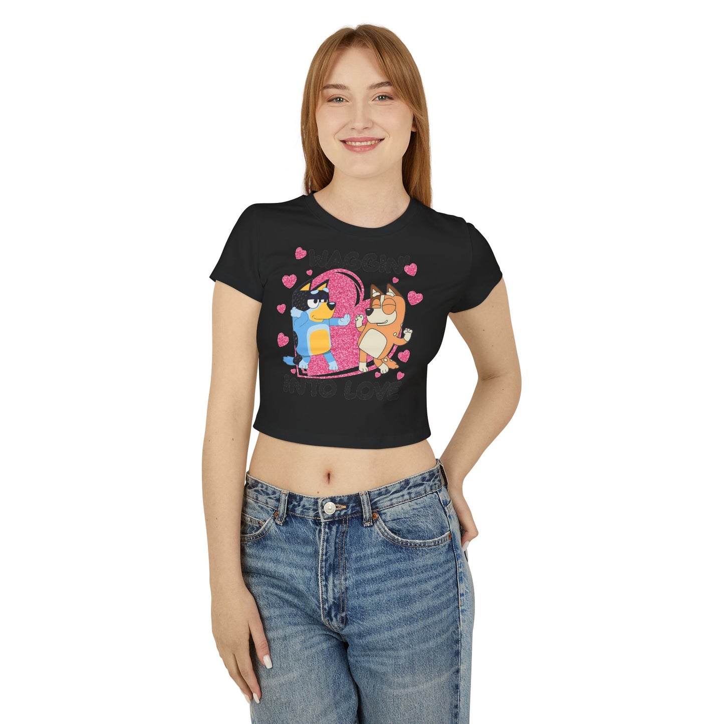Princess Grace Cute Bluey Graphic Women's Baby Tee Waggin' Into Love