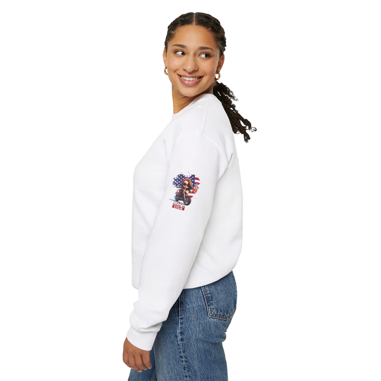 Princess Grace Patriotic Biker Sweatshirt Unisex Heavy Blend Crewneck