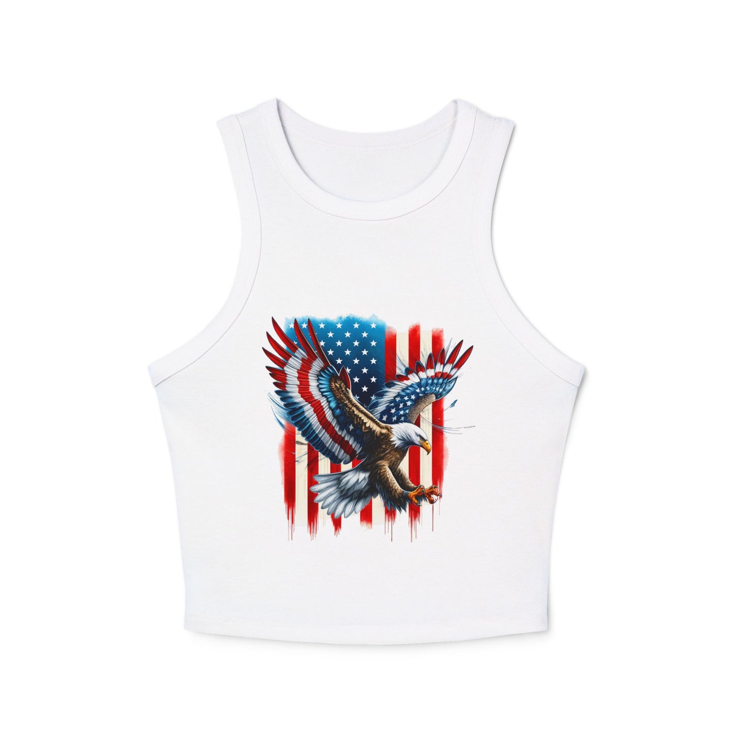 Princess Grace Patriotic Women's Micro Rib Racer Tank Top with Eagle & USA Design
