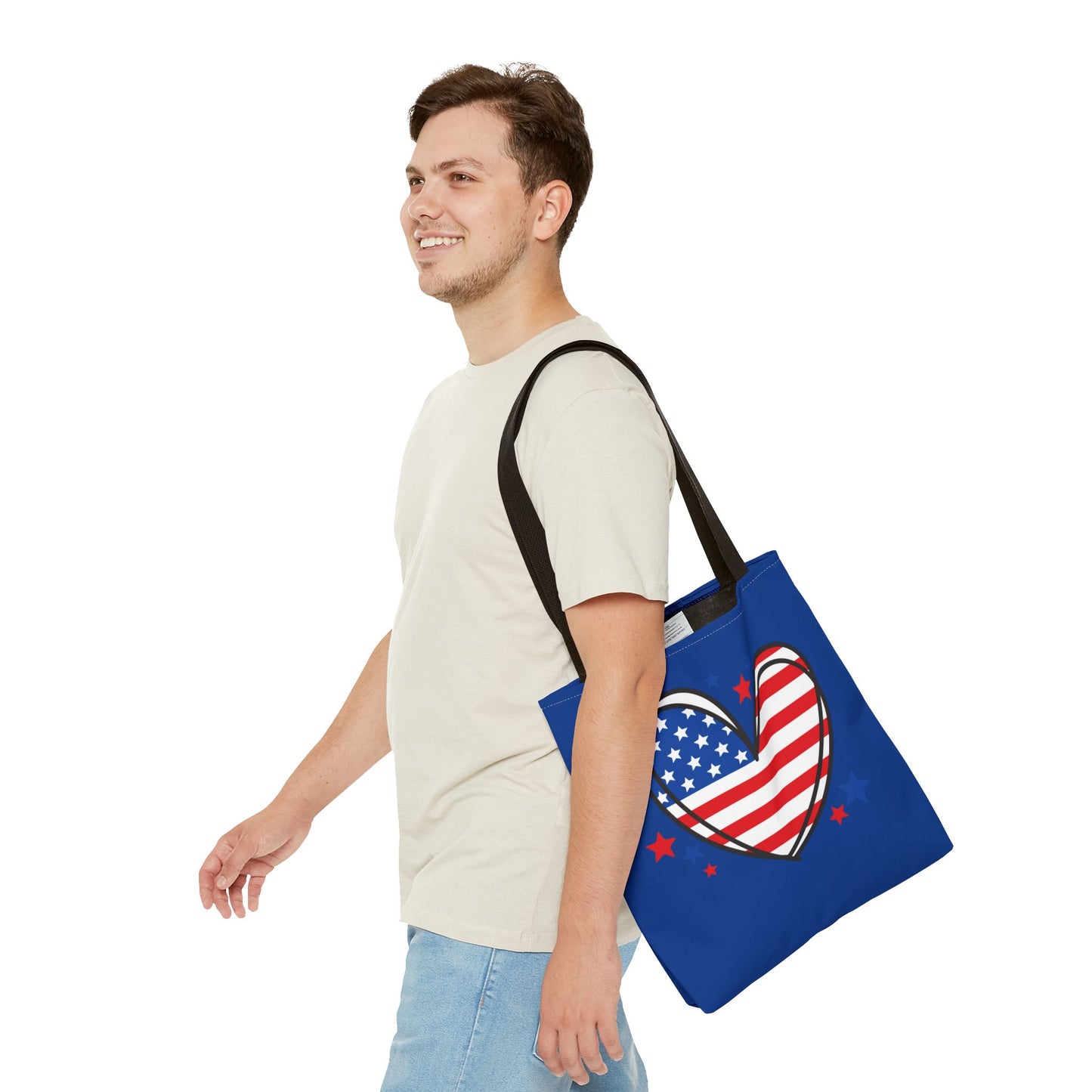 Princess Grace Patriotic Heart Tote Bag USA Flag Design for Independence Day