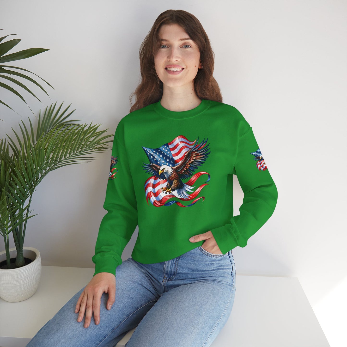 Princess Grace Patriotic Eagle Crewneck Sweatshirt Unisex Heavy Blend Perfect for Independence Day and Memorial Day