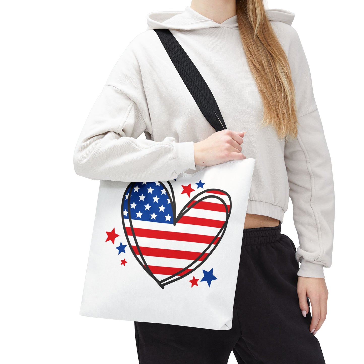 Princess Grace Patriotic Heart Tote Bag Red, White & Blue Love