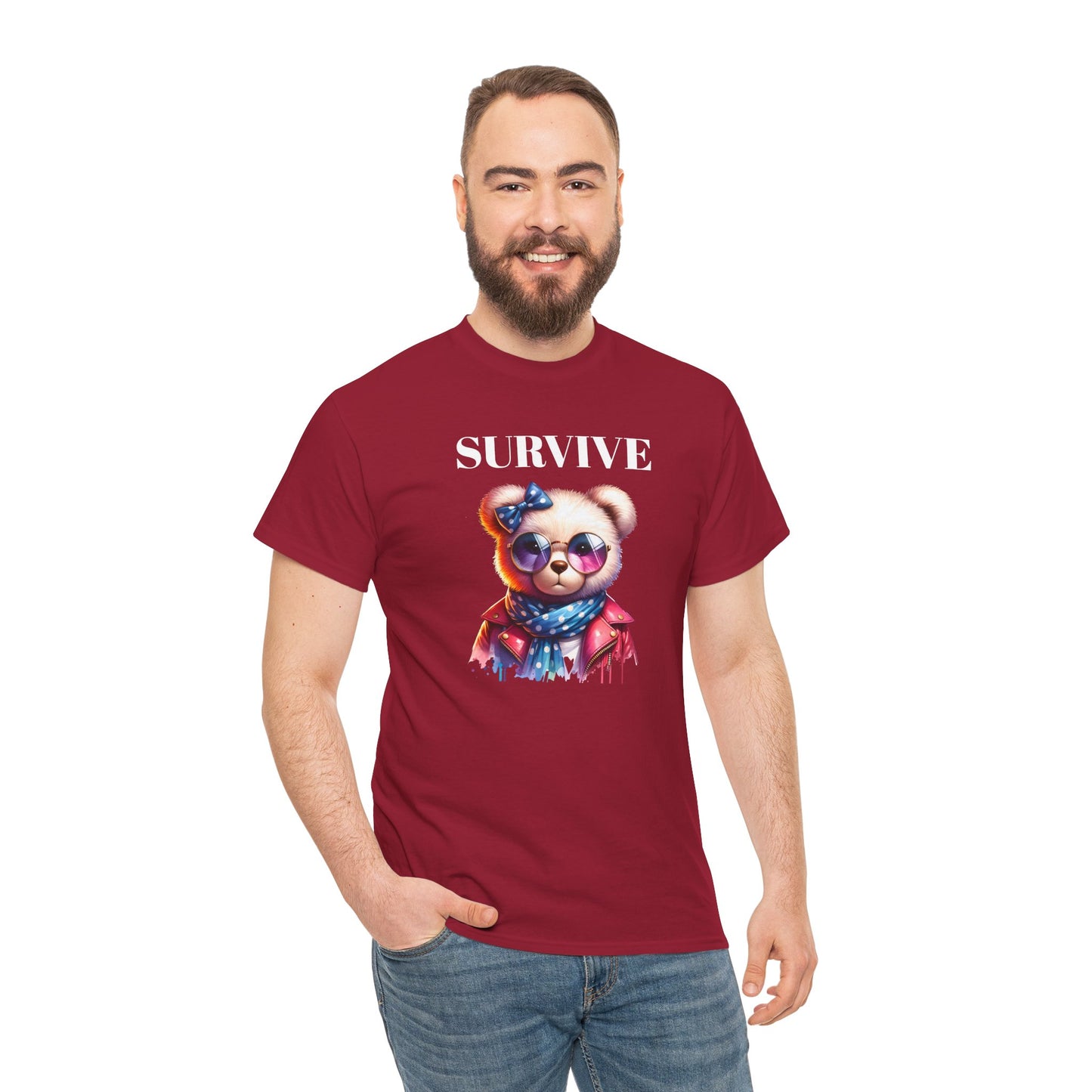 Princess Grace Cute Panda Illustration "Survive" Unisex Heavy Cotton Tee