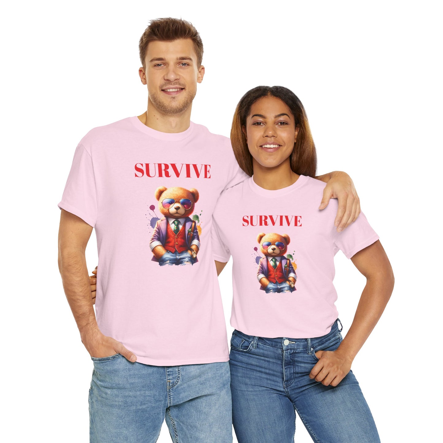 Princess Grace Survive Teddy Bear Graphic Unisex Heavy Cotton Tee