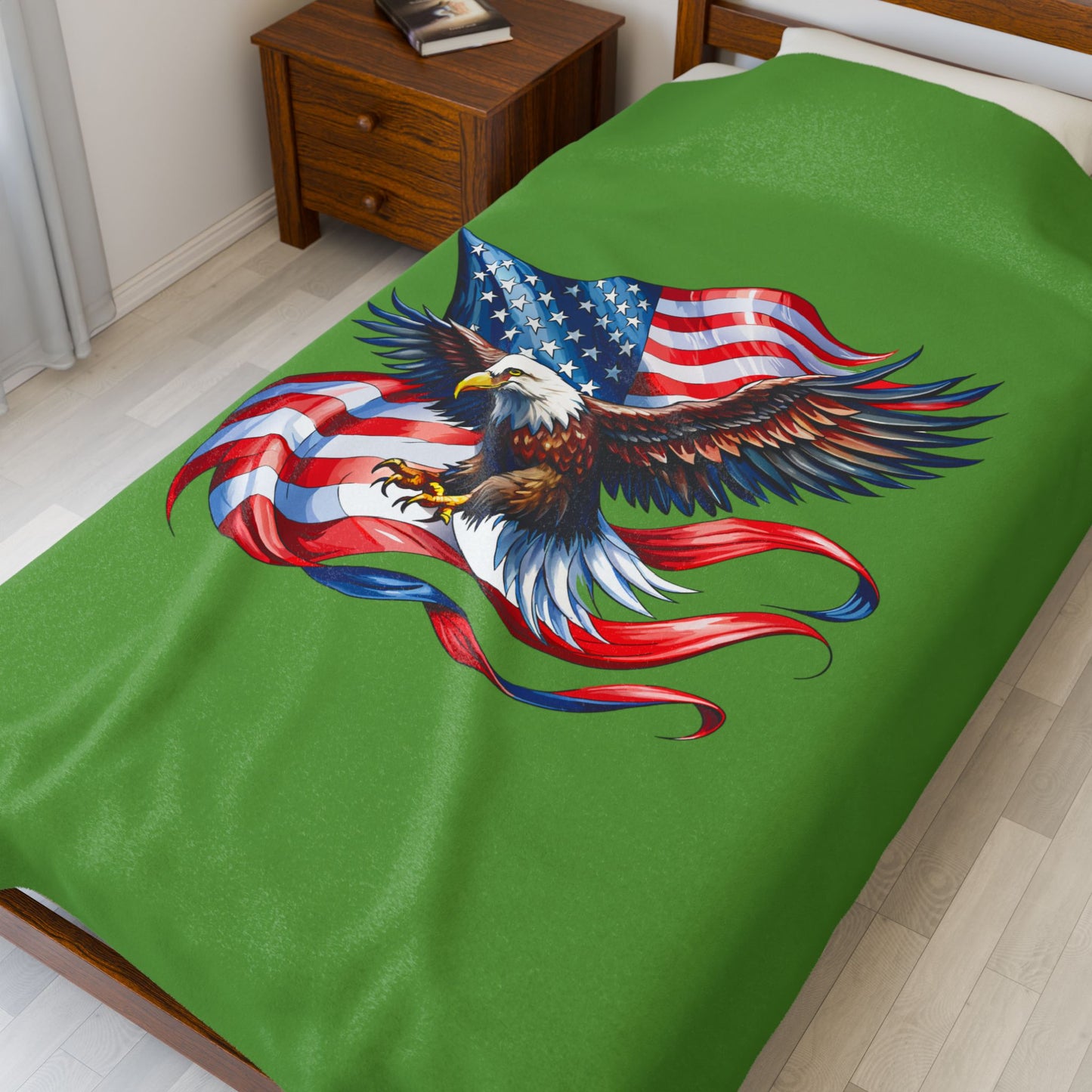 Princess Grace Patriotic Eagle Velveteen Plush Blanket Perfect for Independence Day & Cozy Evenings