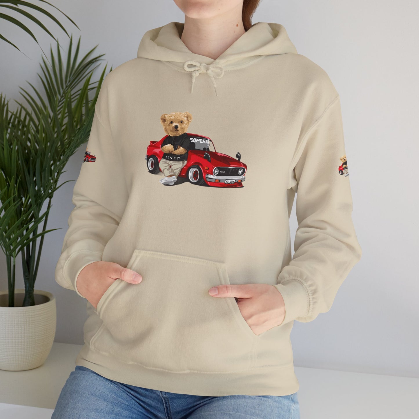 Princess Grace Vintage Bear Car Hoodie Fun Unisex Sweatshirt for Auto Lovers