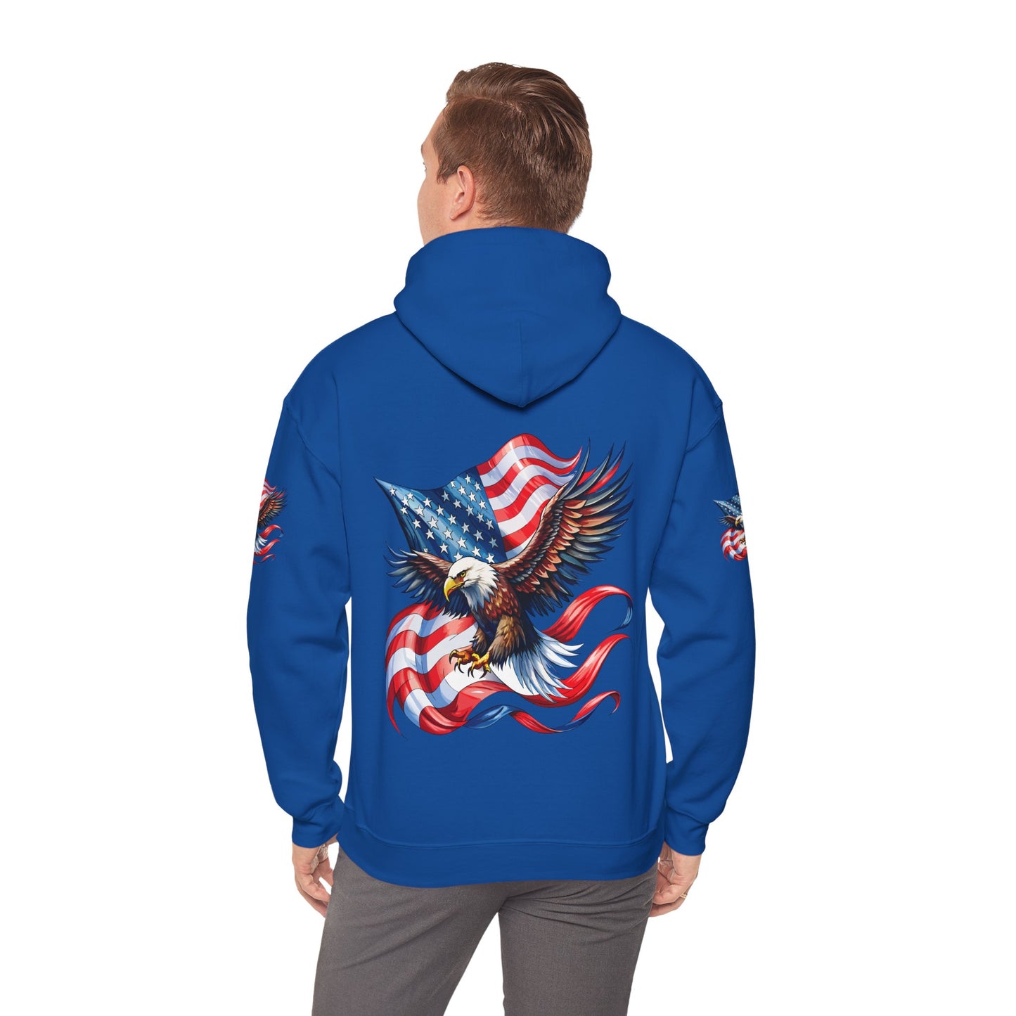 Princess Grace Patriotic Eagle Hoodie Unisex Heavy Blend Sweatshirt with American Flag Design