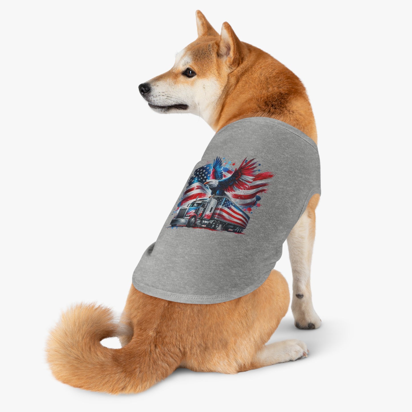 Princess Grace Patriotic Pet Tank Top with Eagle and Truck Design