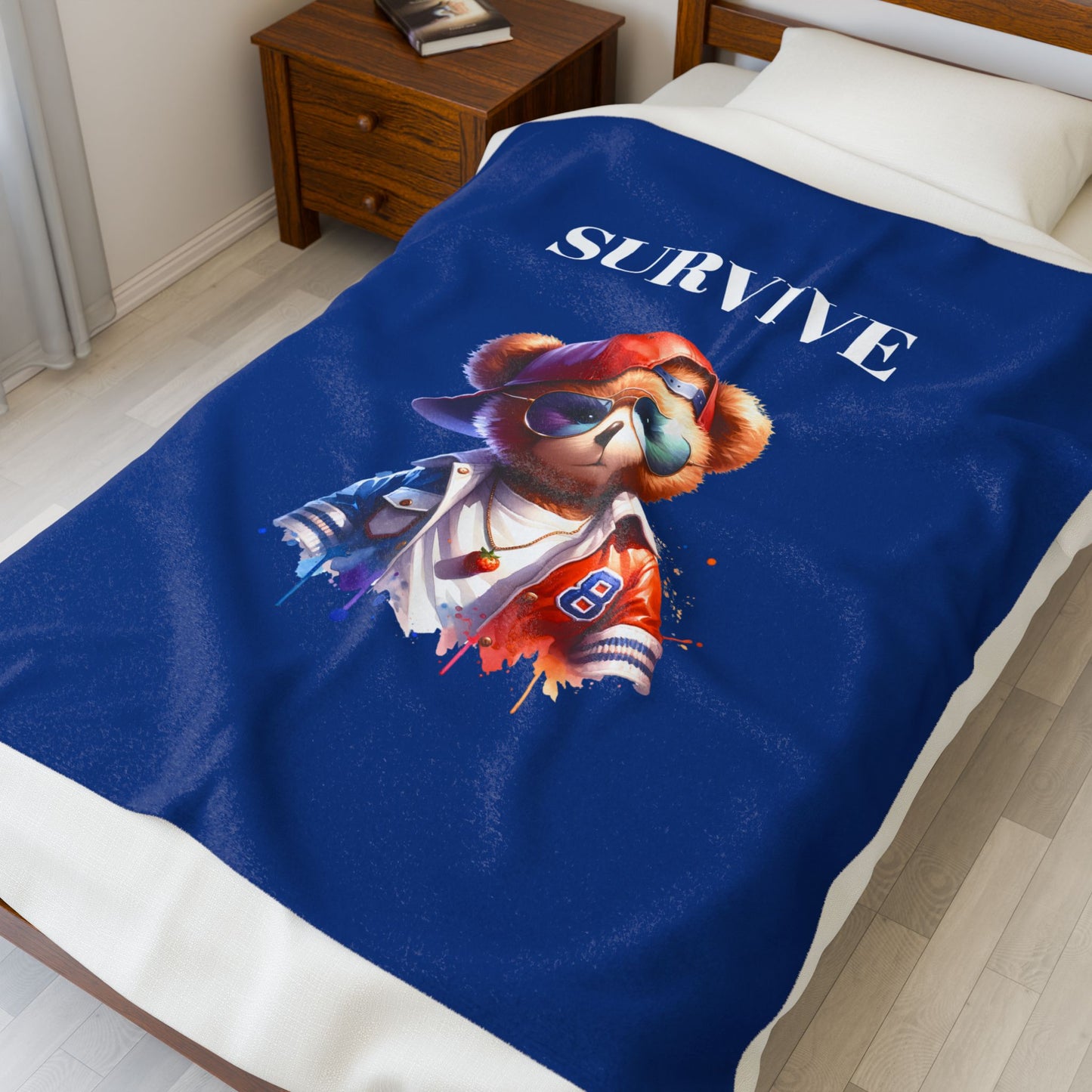 Princess Grace Survive Teddy Bear Velveteen Plush Blanket