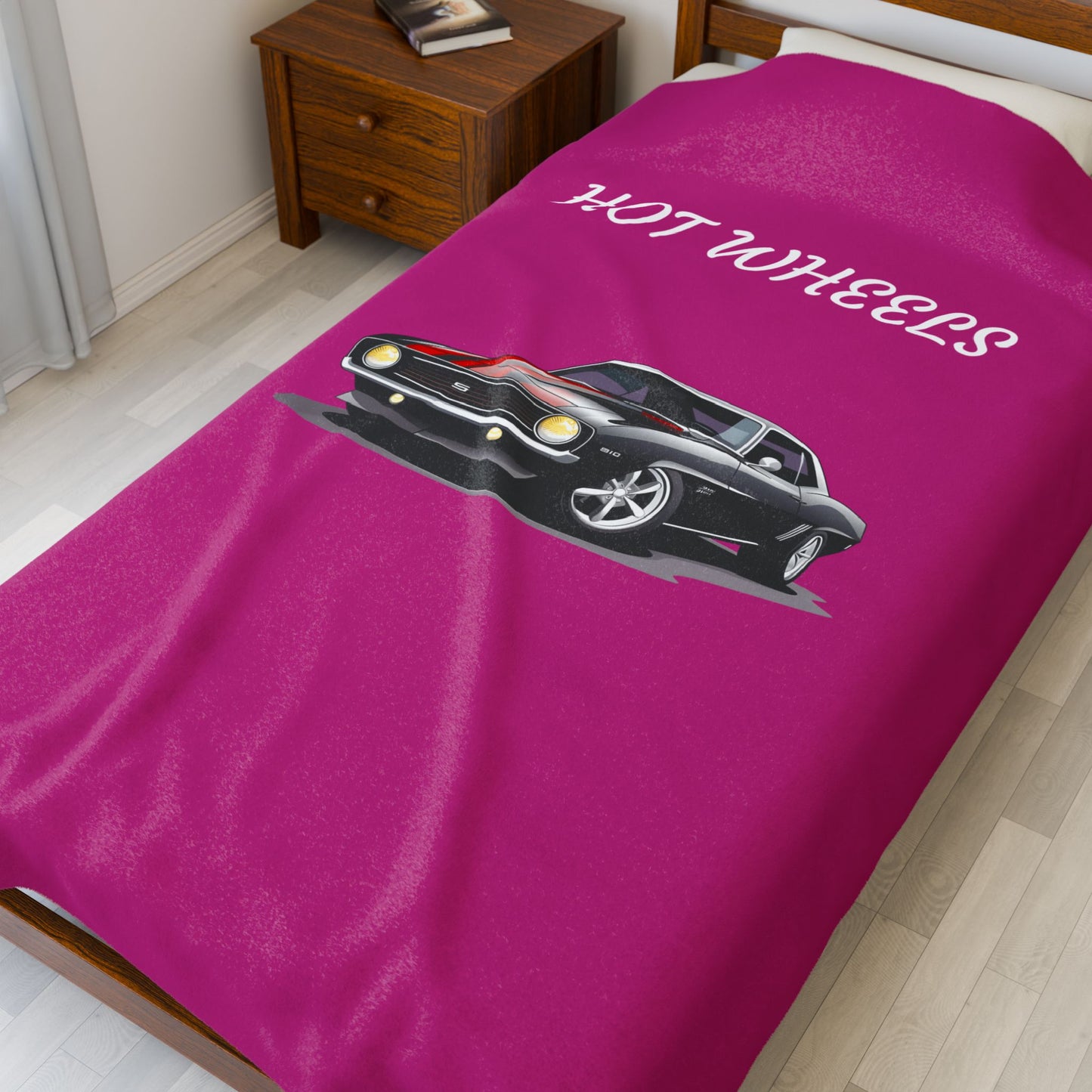 Princess Grace Hot Wheels Velveteen Plush Blanket Cozy Car Themed Throw for Auto Enthusiasts