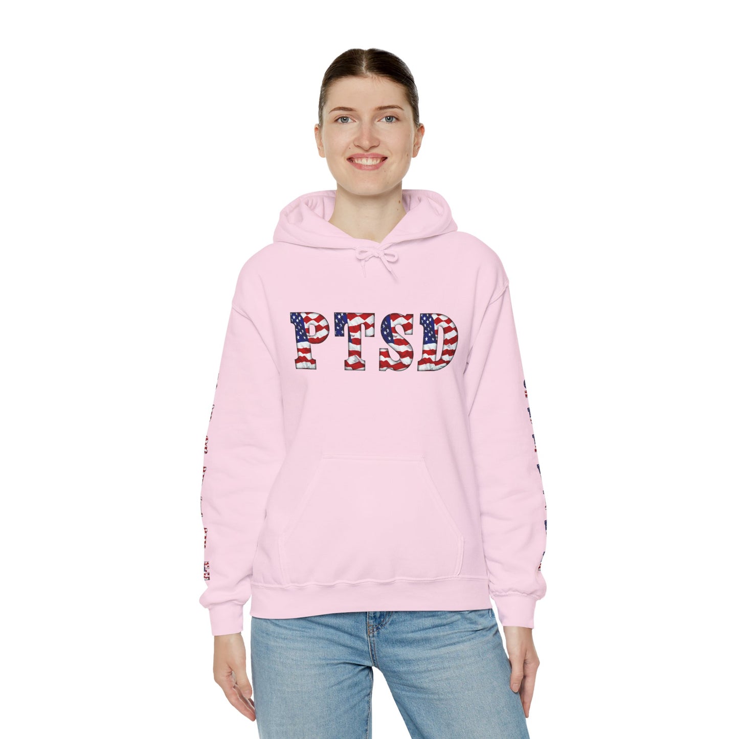 Princess Grace PTSD Awareness Unisex Heavy Blend Hoodie Support Survivors with American Flag Design