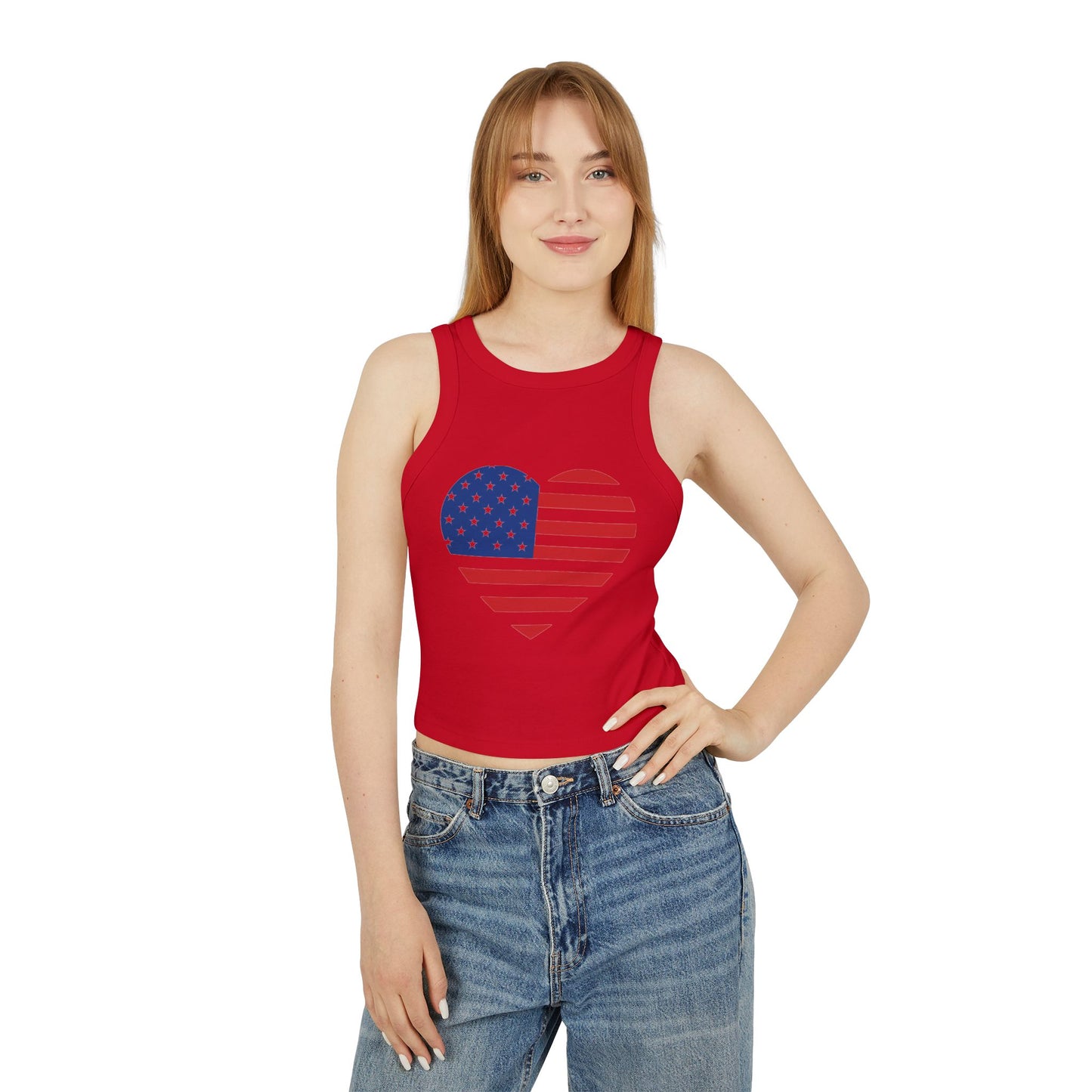 Princess Grace Patriotic Women's USA Flag Racer Tank Top
