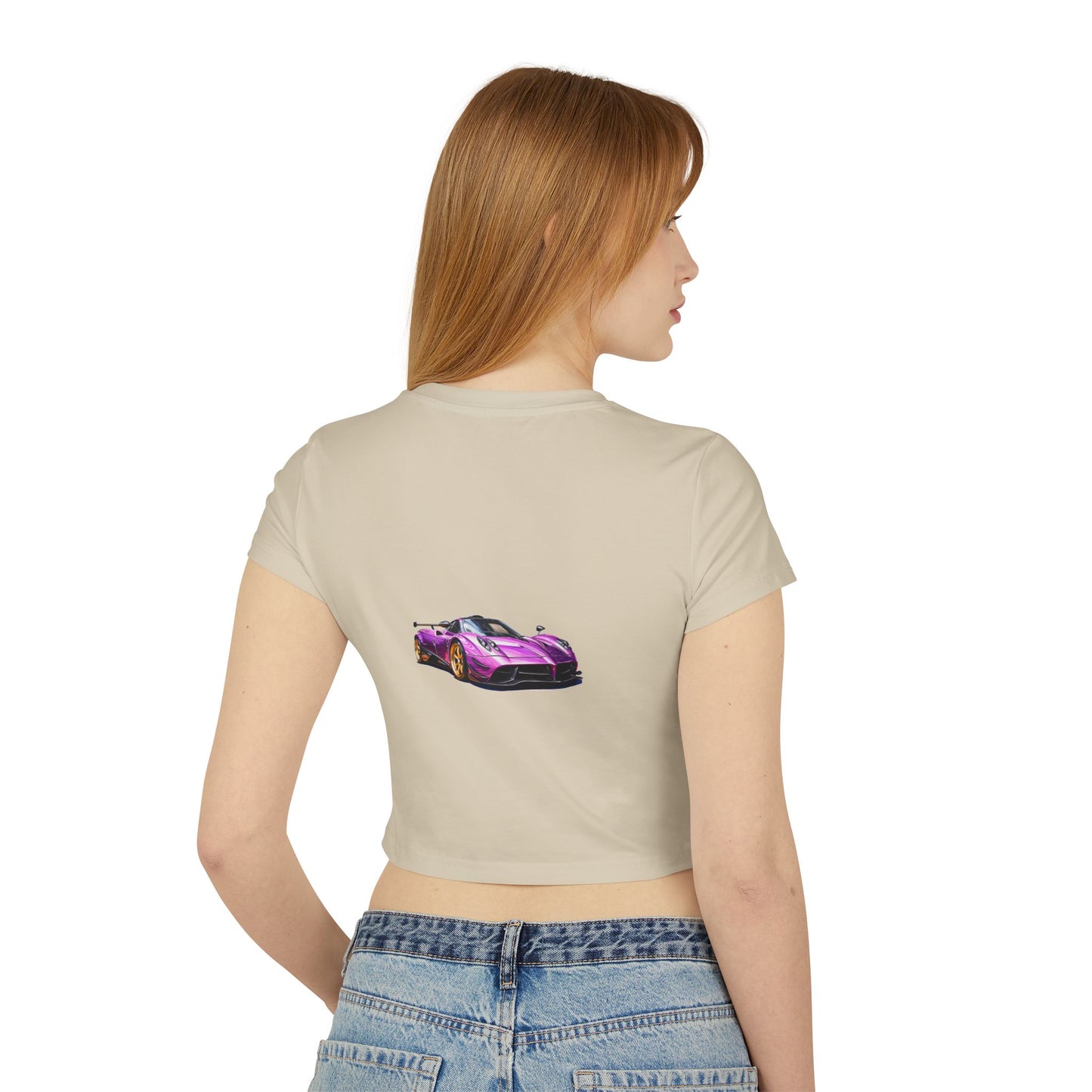 Princess Grace Women's Hot Wheels Baby Tee Cute Pink Race Car Graphic T-Shirt