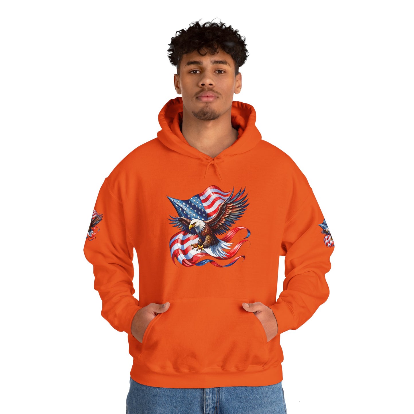 Princess Grace Patriotic Eagle Hoodie Unisex Heavy Blend Sweatshirt with American Flag Design