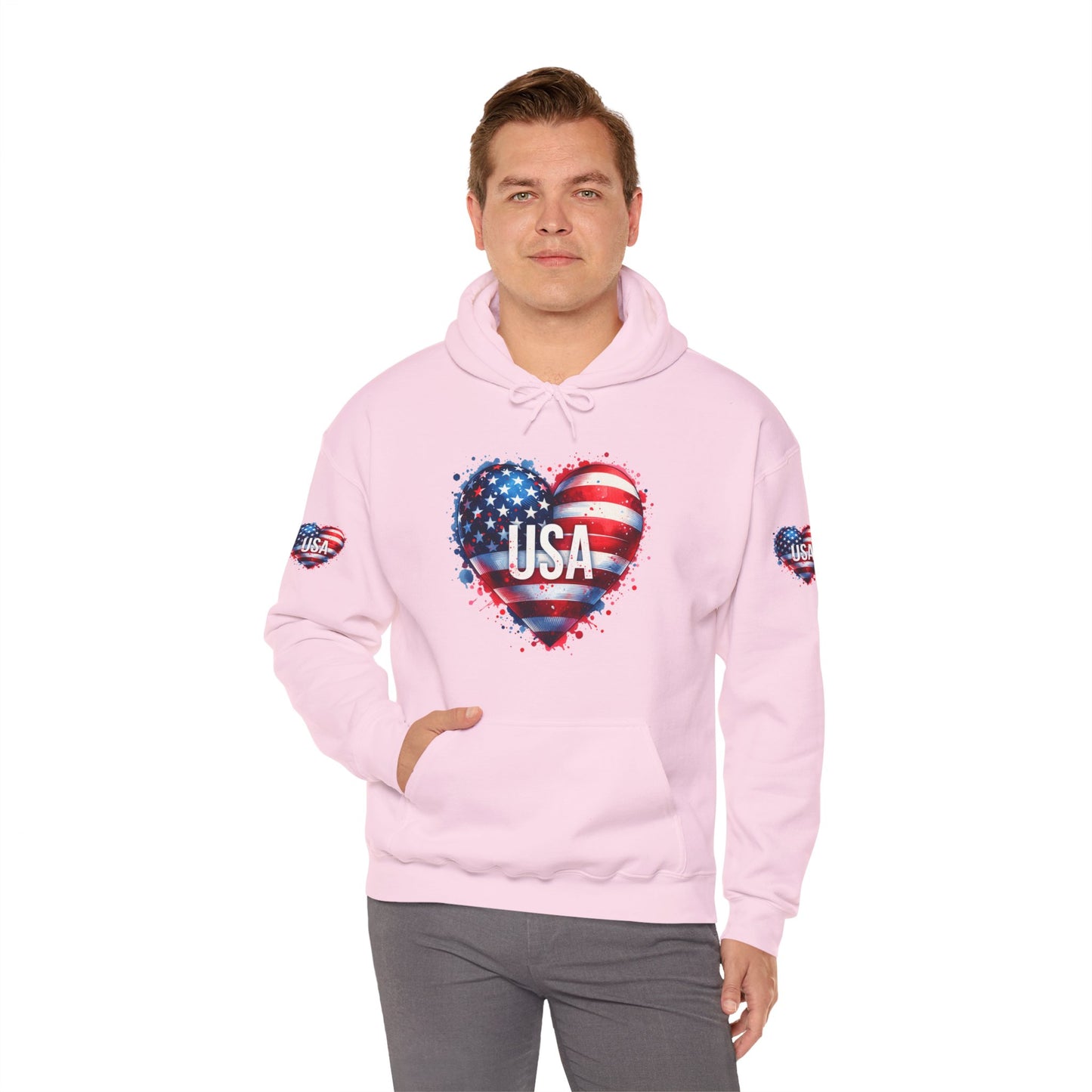Princess Grace Patriotic Heart Hoodie for USA Lovers Unisex Heavy Blend