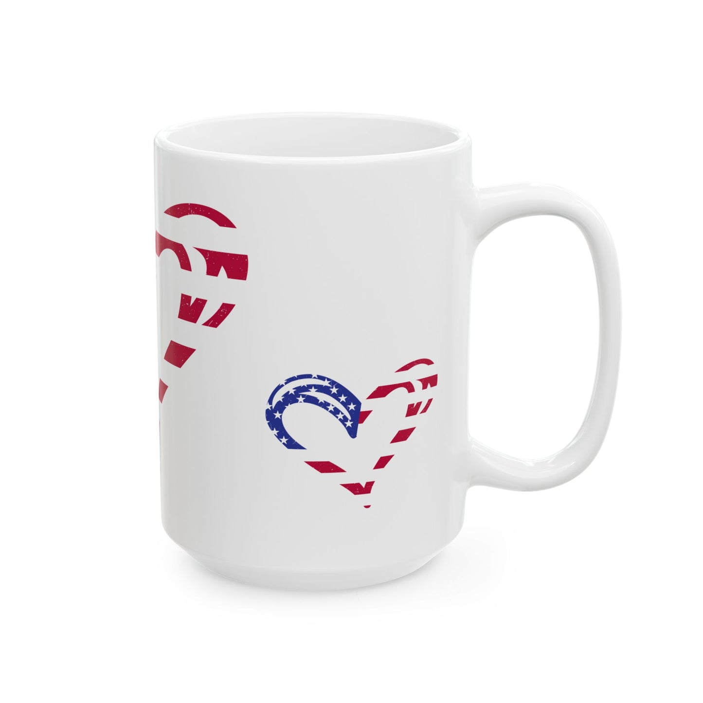 Princess Grace Patriotic Heart Ceramic Mug Perfect for Holidays & Everyday Use