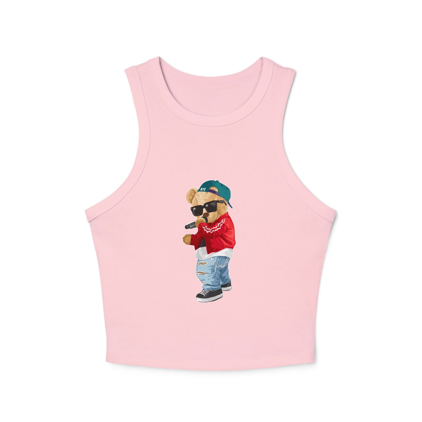 Princess Grace Cute Teddy Bear Graphic Racer Tank Top for Women